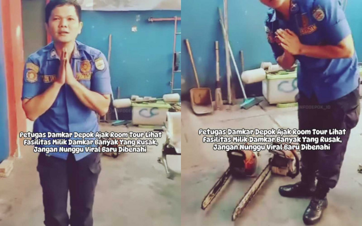 Viral Room Tour Petugas Damkar Depok, Tunjukan Alat-alat Rusak dan Rem Tangan Mobil Jebol