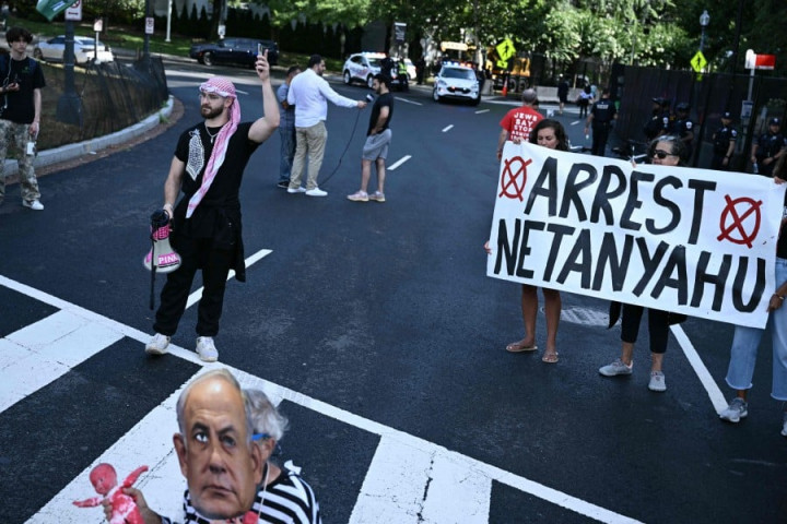 Kecam Kunjungan Netanyahu, Pedemo Desak AS Berhenti Kirim Senjata ke Israel