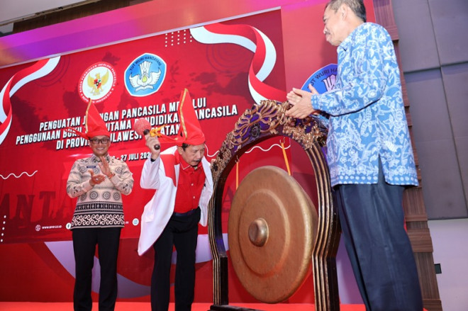 Kepala BPIPYudian Wahyudisaat membuka Penguatan Jaringan Pancasila Melalui BTU di Provinsi Sulawesi Selatan, Jumat, 26 Juli 2024.