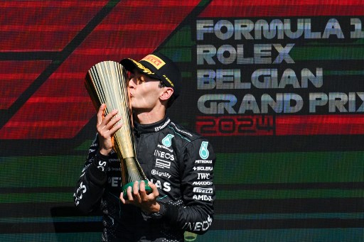 Selebrasi Russell usai Segel Gelar GP Belgia