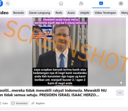 [Cek Fakta] Presiden Israel Ucapkan Terima Kasih Kepada 5 Anggota NU, Ini Faktanya