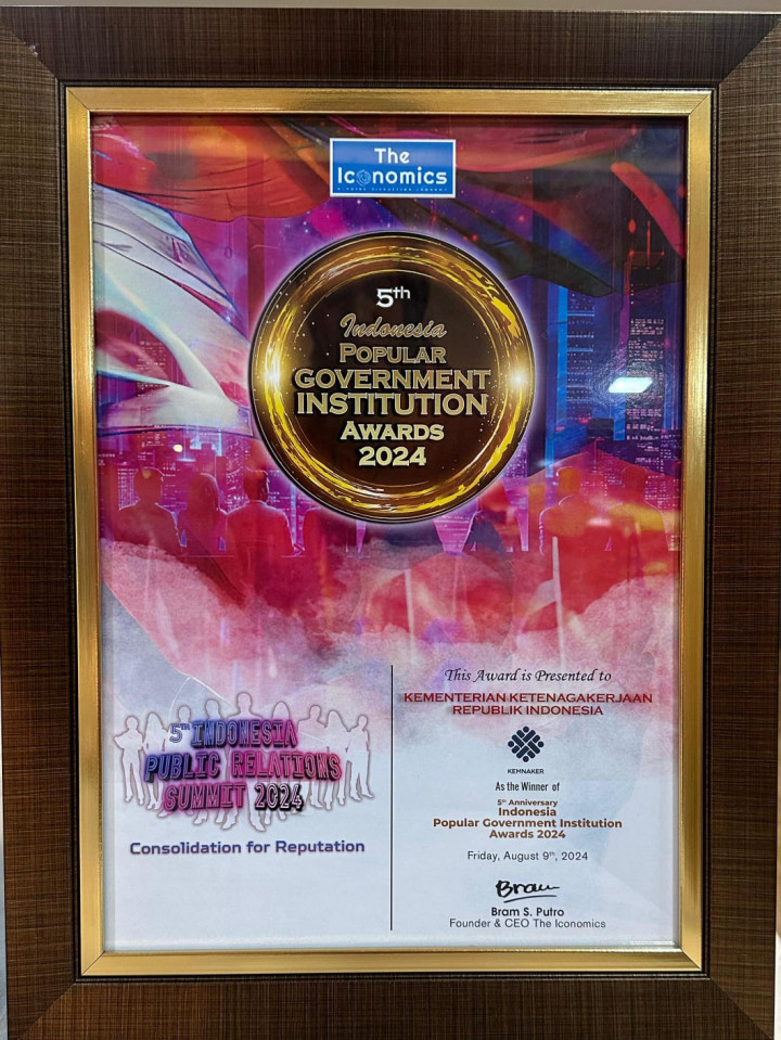 Kemenaker Raih Penghargaan Popular Government Institution 2024