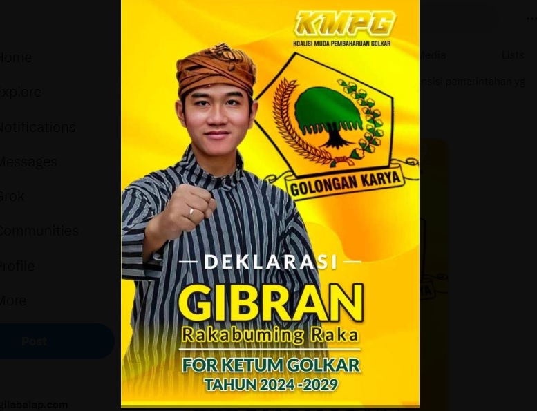 Heboh! Beredar Poster Gibran Jadi Ketum Golkar usai Airlangga Mundur