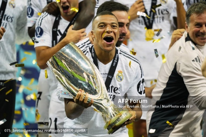 Hasil Piala Super Eropa: Cetak Gol Debut, Mbappe Bawa Madrid Juara Usai Tekuk Atalanta 2-0