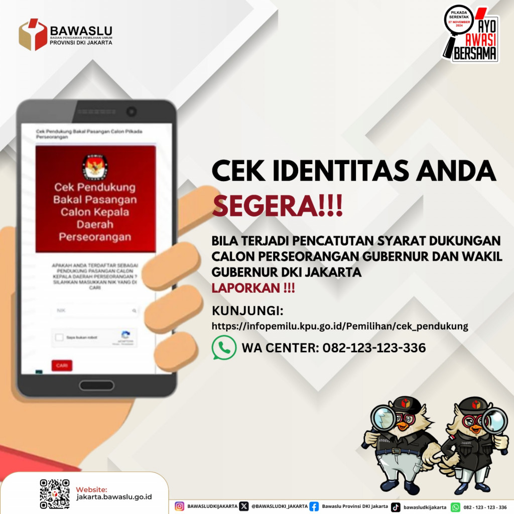 Ramai NIK Dicatut, Warga Bisa Lapor ke WA Center Bawaslu di Sini