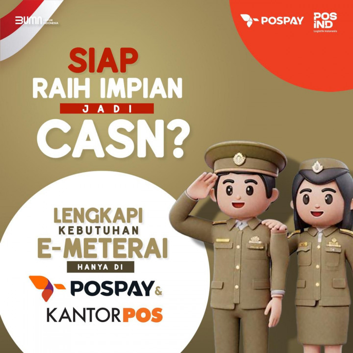 Jadi Syarat Pendaftaran CASN, Ini Cara Beli e-Meterai di Pospay dan Kantorpos