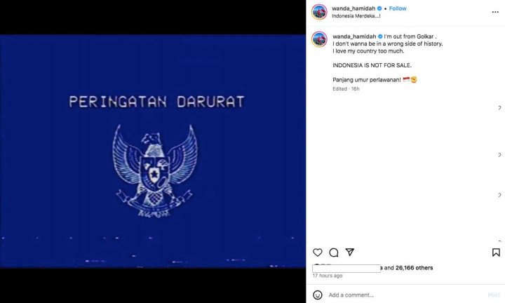 Wanda Hamidah Unggah 'Peringatan Darurat', Umumkan Keluar dari Golkar