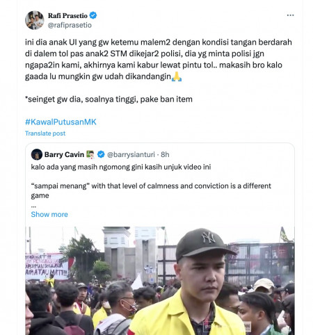 Cerita Netizen: Anak UI dengan Tangan Berdarah Selamatkan Demonstran dari Kejaran Polisi