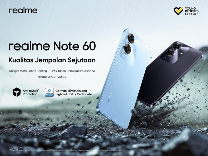 realme Note 60 Segera ke Indonesia, HP Tahan Banting Rp1 Jutaan