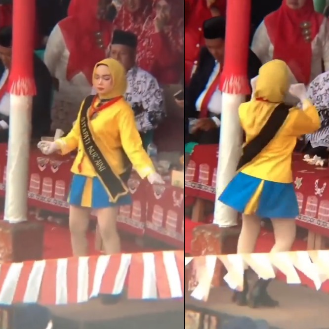 Viral Mayoret Berjilbab Kuning Pakai Rok Mini dan Goyang Pargoy di Depan Penonton, Banjir Hujatan Netizen