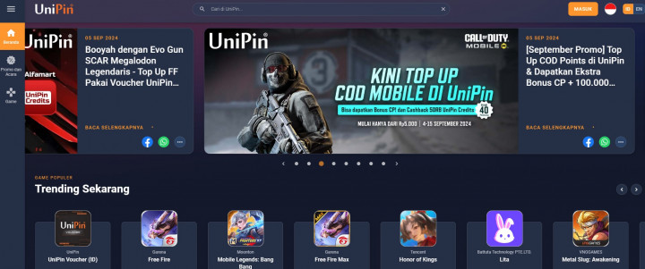 Cara Top-Up UniPin di Alfamidi