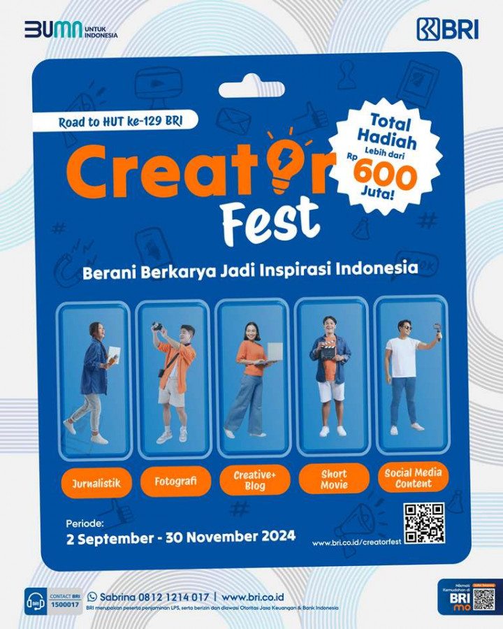 Dukung Perkembangan Industri Kreatif, BRI Gelar Kompetisi Creator Fest 2024