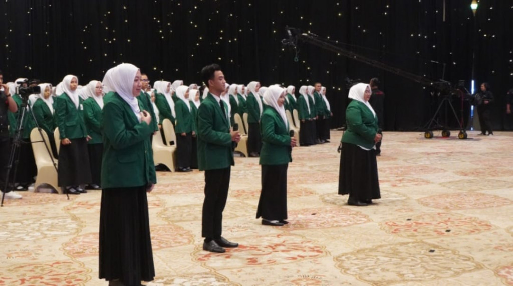 Ribuan pelajar dikukuhkan sebagai Mahasiswa Baru (Maba) Universitas Nahdlatul Ulama Surabaya (Unusa). (Medcom.id/Amal)