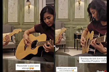 Dian Sastro Ajari Anaknya Main Gitar Lagu Guns N' Roses