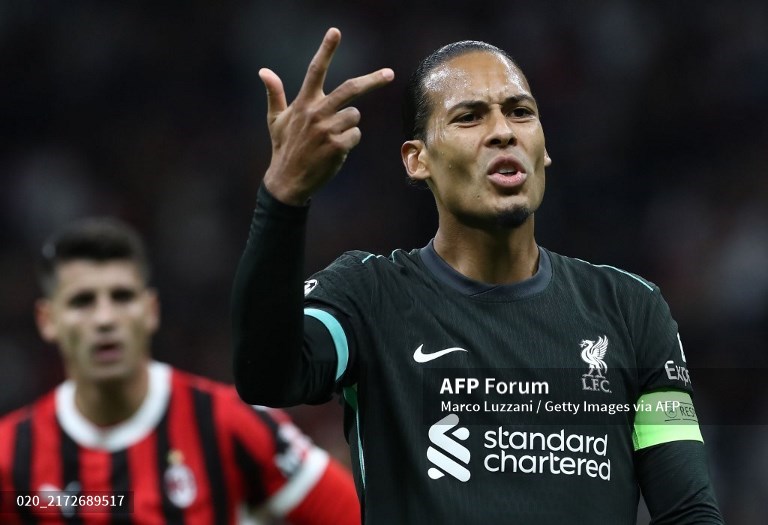 Kapten Liverpool Virgil Van Dijk memimpin rekan-rekannya menang di markas AC Milan-Foto AFP