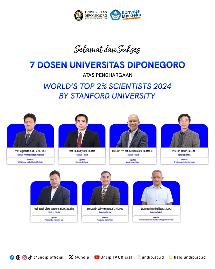 Kenalan dengan 7 Ilmuwan Undip yang Masuk Daftar 2% Teratas Dunia 2024 versi Stanford dan Elsevier