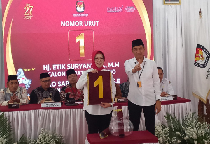 Paslon Etik-Sapto Lawan Kotak Kosong di Pilkada Sukoharjo