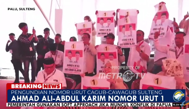 Ini Nomor Urut 3 Paslon Pilgub Sulteng 2024