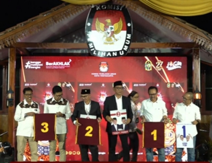 Pilwakot Yogyakarta:  1 Heroe-Supena, 2 Hasto-Wawan, 3 Afnan-Singgih