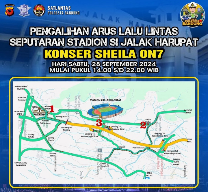 Begini Rekayasa Lalin di Sekitar Stadion Si Jalak Harupat saat Konser Sheila On 7 Malam Ini