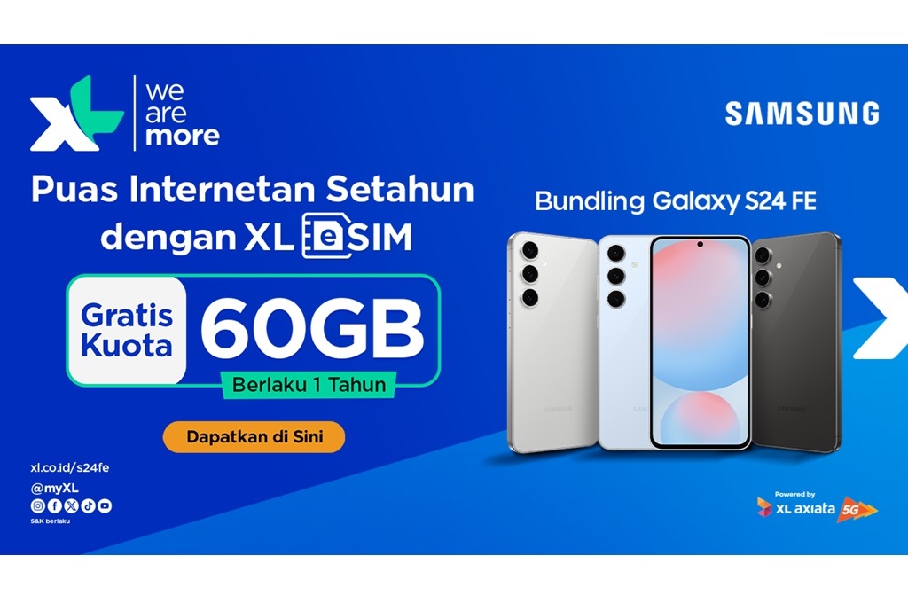 XL Axiata meluncurkan program bundling eSIM prabayar untuk Samsung Galaxy S24 FE.
