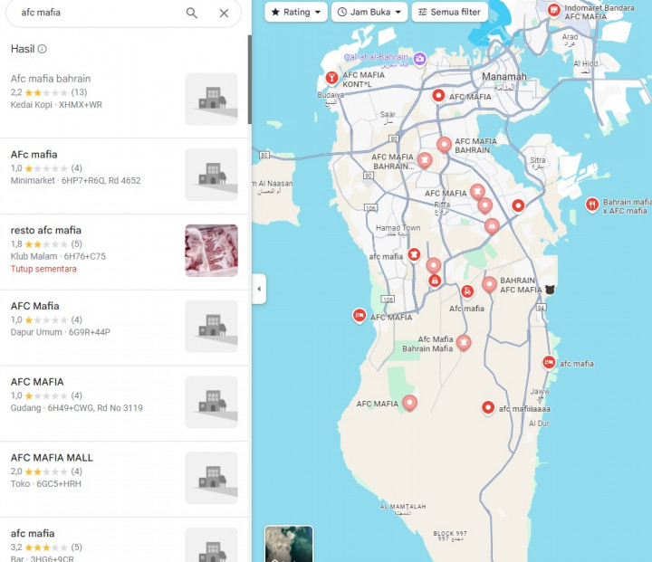 Heboh! Sejumlah Lokasi dan Jalan di Bahrain di Google Maps Disulap Jadi AFC Mafia
