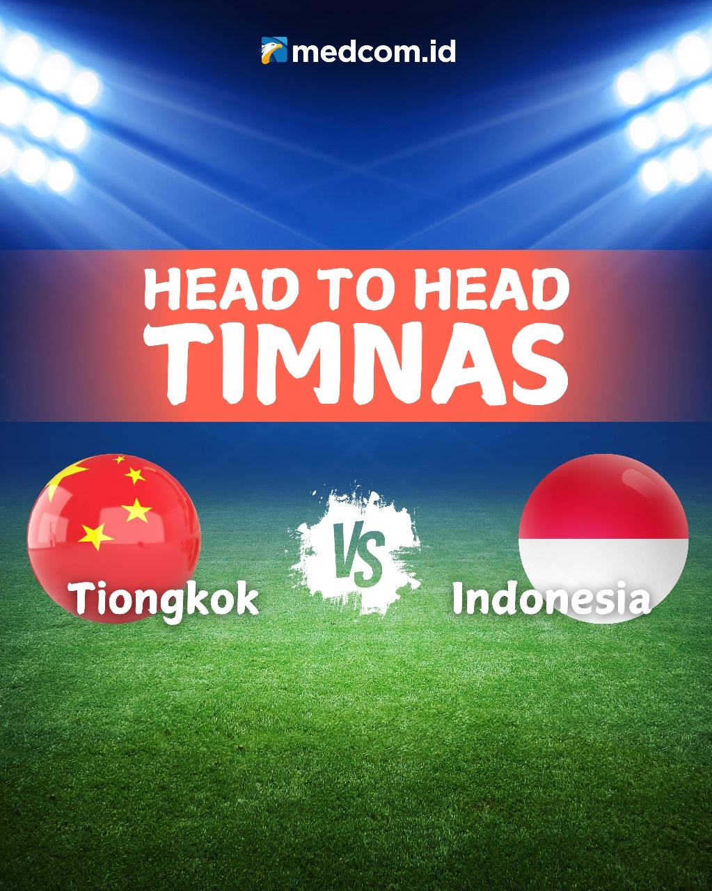 Head to Head Timnas Tiongkok vs Indonesia