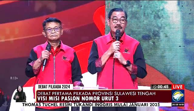 Aksi Rusdy-Sulaiman dalam Debat Pilkada Sulteng 2024, Pamer Prestasi Petahana hingga Umbar Janji