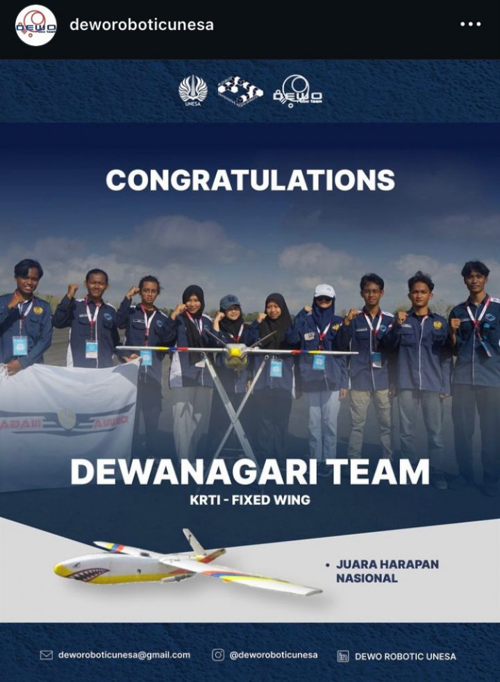 Tim Dewanagari Unesa Sabet Juara di Kontes Robot Terbang Indonesia 2024