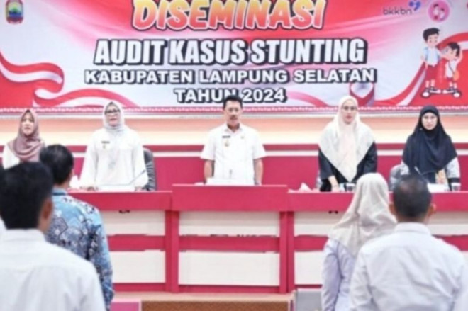 Pemkab Lampung Selatan mengadakan kegiatan Diseminasi Audit Kasus Stunting II tingkat Kabupaten Lampung Selatan Tahun 2024, di Aula Rajabasa, kantor bupati. Antara/HO/Kominfo Lampung Selatan