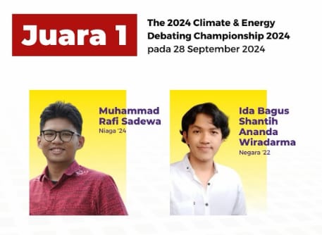 Dua mahasiswa UI meraih Juara I dalam The 2024 Climate and Energy Debating Championship. DOK UI