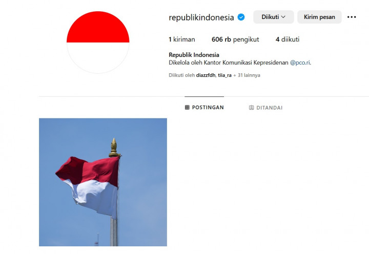 Perdana! Istana Buatkan Akun Instagram Resmi Republik Indonesia