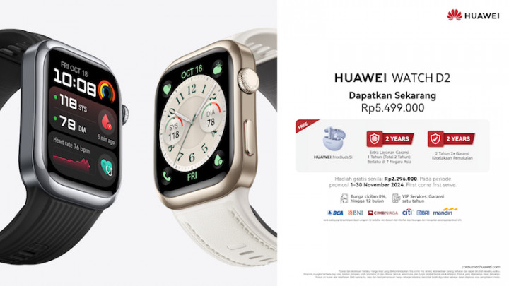 HUAWEI WATCH D2 Smartwatch Huawei Pertama dengan Pemantauan Darah Ambulatori 24 Jam, Cocok untuk Kado Hari Ayah Nasional