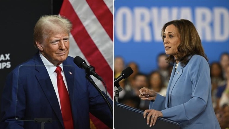 Donald Trump dan Kamala Harris akan bertarung di Pilpres AS 2024. Foto: Anadolu