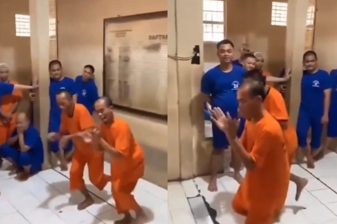 Pakai Baju Oranye, Gunawan Sadbor Joget Ayam Dipatuk di Dalam Tahanan