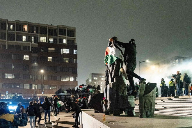 Pro-Palestina di Amsterdam, 7 November 2024. (AFP)
