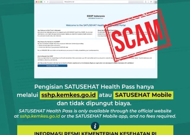 Pengisian SSHP hanya melalui situs resmi tidak dipungut biaya sepeser pun. (Foto: Dok. Birkom Kemenkes)