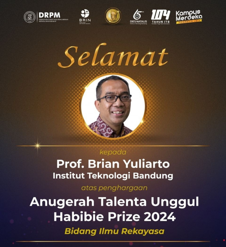 Terbitkan 329 Artikel Terindeks Scopus, Brian Yuliarto Raih Habibie Prize 2024