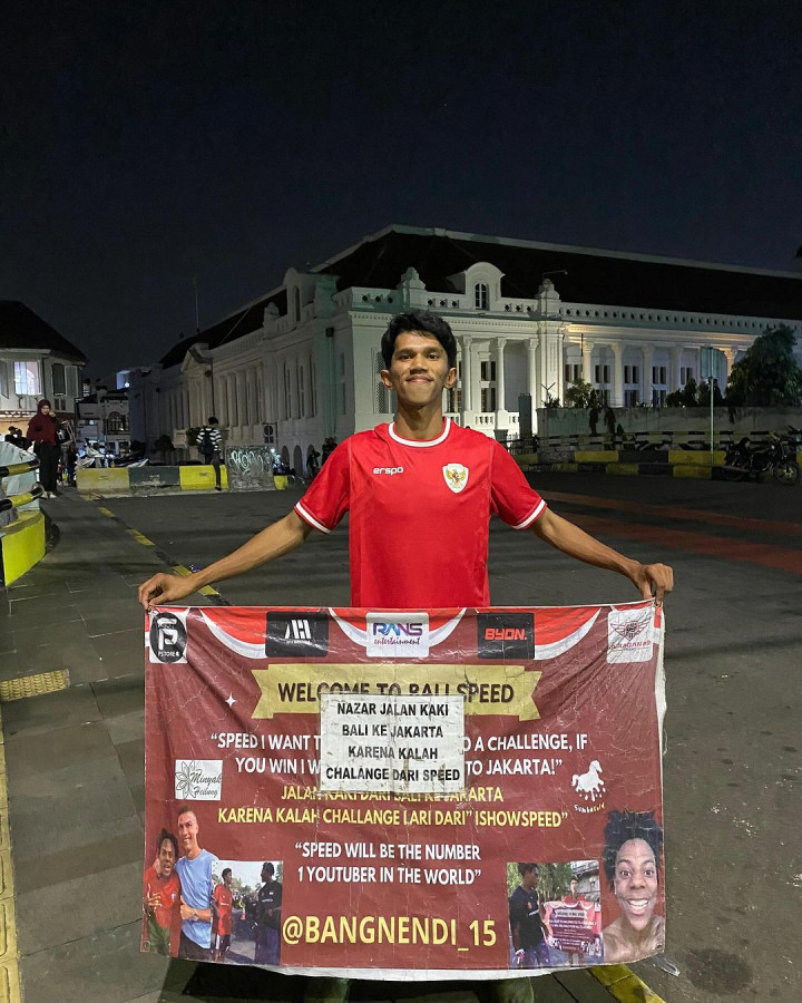 Kalah Lari dari iShowSpeed, Pria Ini Tepati Janji Jalan Kaki Bali-Jakarta