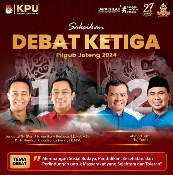 KPU Tambah Kuota Pendukung Debat Ketiga Pilgub Jawa Tengah