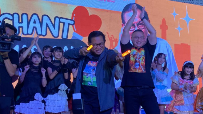 Cagub Jakarta 2024, Pramono Anung menghadiri Little Tokyo Junction Nge-Chant bareng Mas Pram. Foto: Metrotvnews/Joy Jones.