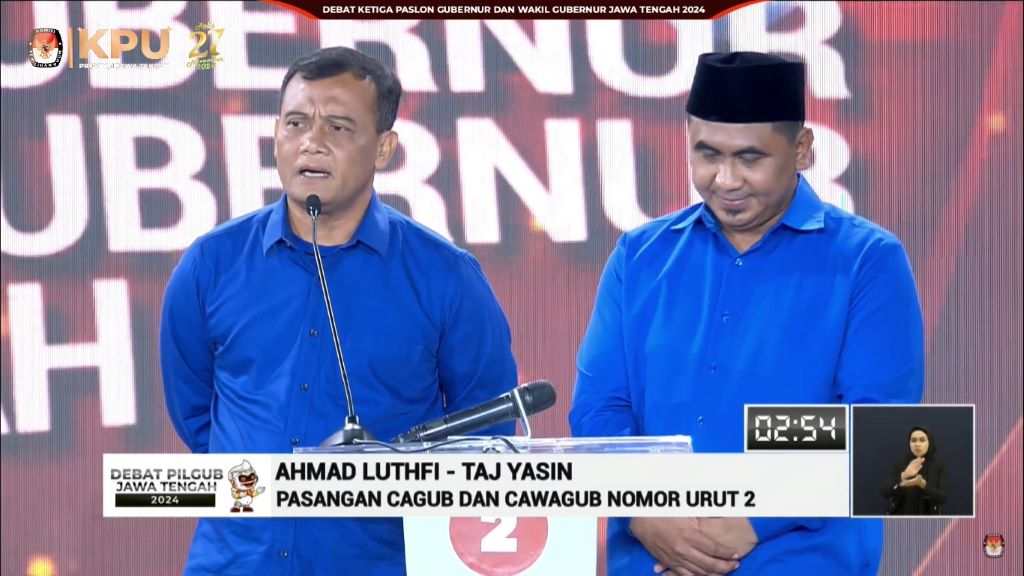 Debat Terakhir, Ahmad Luthfi Usung <i>Mikul Dhuwur Mendhem Jero</i> dan Taj Yasin <i>Suro Diro Jayaningrat</i>