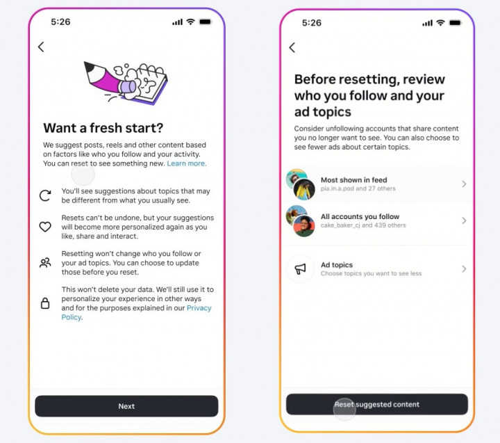Instagram Bakal Punya Fitur Reset Algoritma, Pengguna Bisa Atur Ulang Rekomendasi Konten