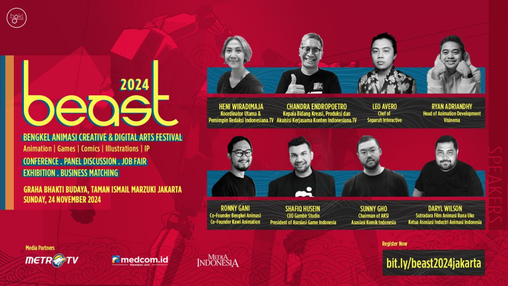 Bengkel Animasi Creative & Digital Art Festival (BEAST) 2024 digelar di Graha Bhakti Budaya, Taman Ismail Marzuki, Jakarta, pada Minggu, 24 November 2024 (Foto:Dok)