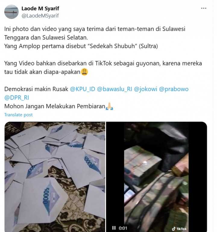 Cek Fakta: Beredar Foto Amplop yang Disebut Sebagai Politik Uang di Sultra, Benarkah?