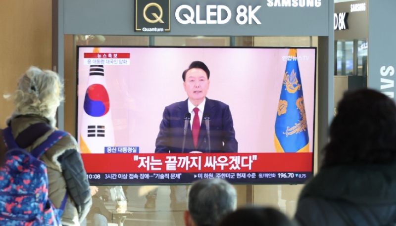 Presiden Korea Selatan (Korsel) Yoon Suk Yeol bersumpah untuk berjuang hadapi pemakzulan. Foto: Yonhap