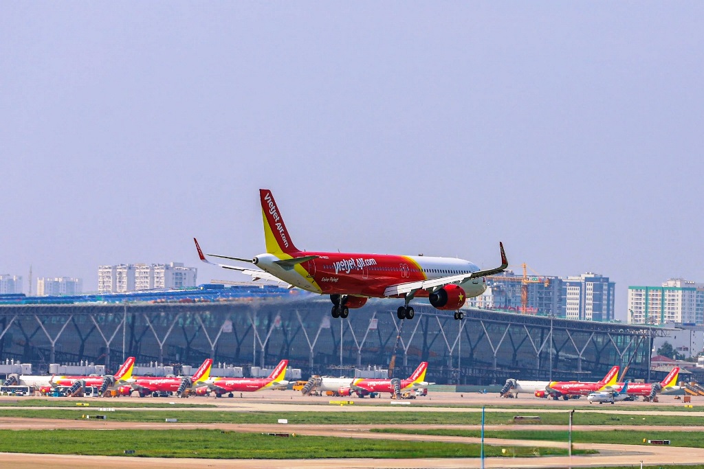 Armada ke-111 Vietjet mendarat di Bandara Internasional Tan Son Nhat. Dok. Ist