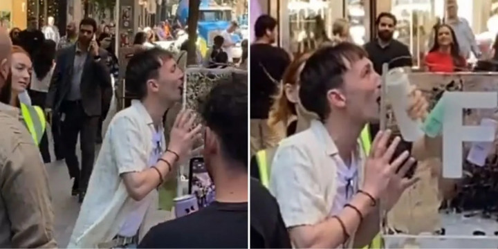 Duh! Lidah Pria Ini Nyangkut Setelah Menjilat Patung Es di Mall Sydney