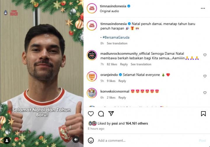 Ucapan Selamat Natal dari Para Penggawa Timnas Indonesia