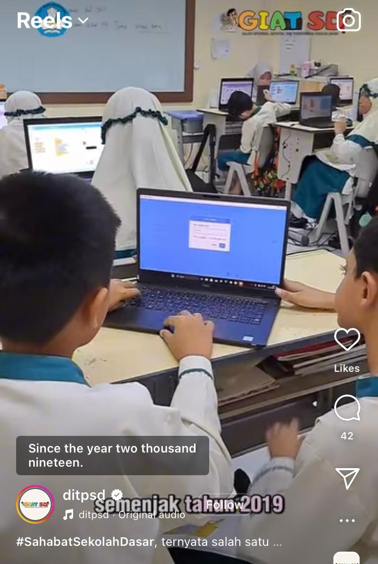 Siswa Sekolah Dasar Islam Al-’Alaq, Bekasi belajar coding, DOK IG ditpsd